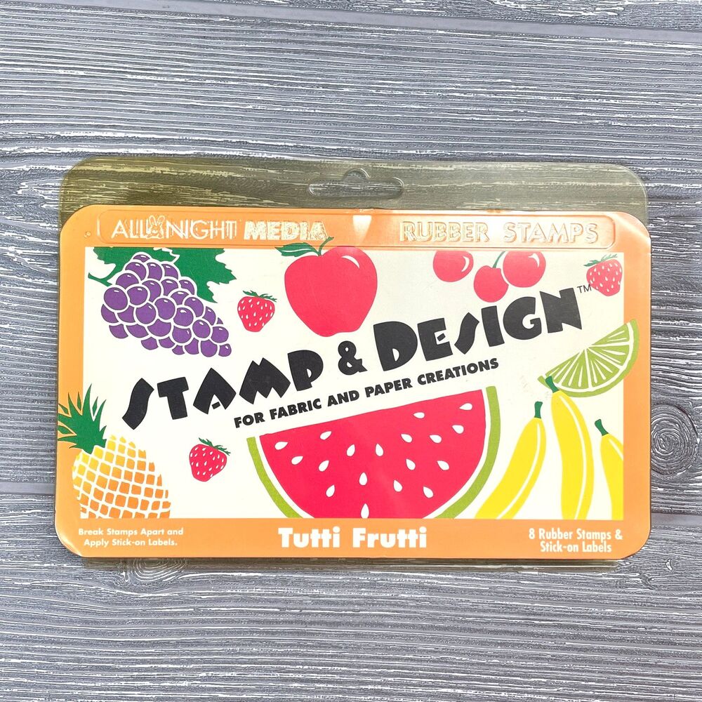 NEW Vintage All Night Media Rubber Fruit Tutti Frutti Craft Stamp Design Kit Set